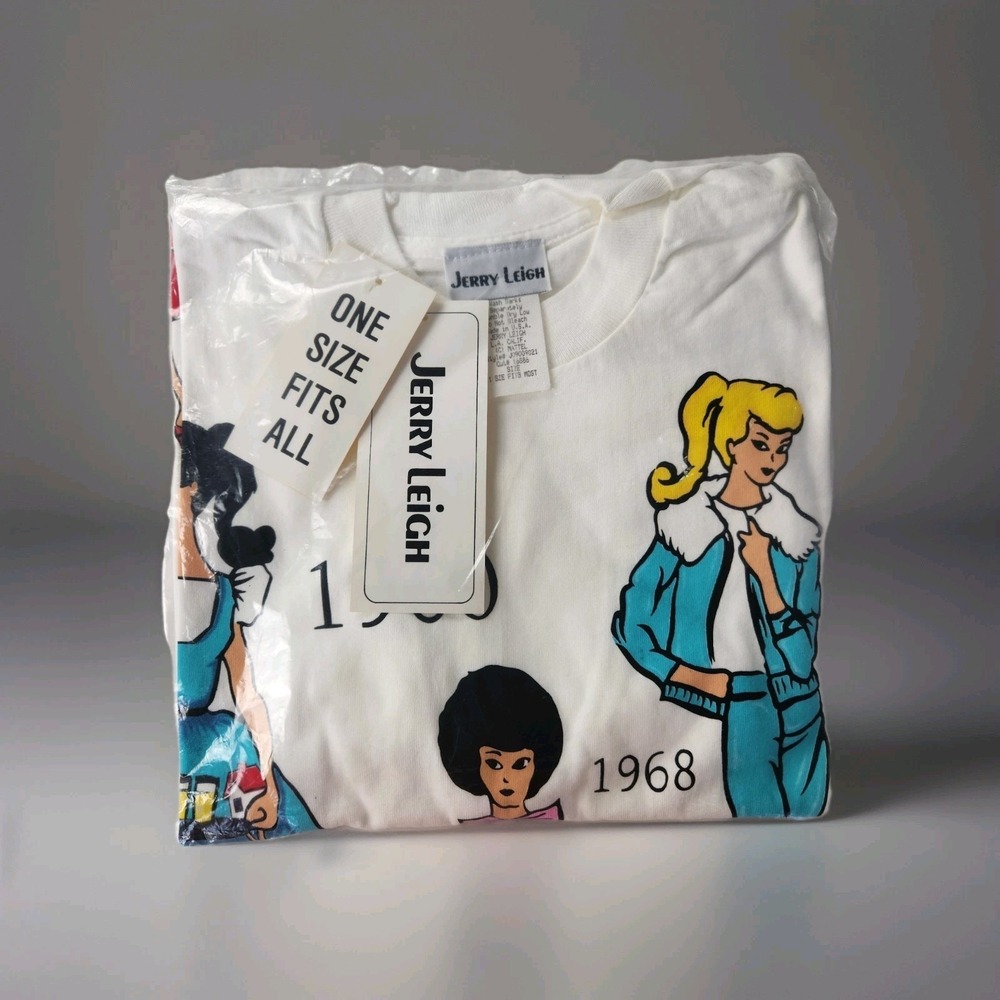 VTG 1995 Jerry Leigh Mattel Barbie Through the Years Graphic T-shirt NIB Grail - Picture 2 of 9